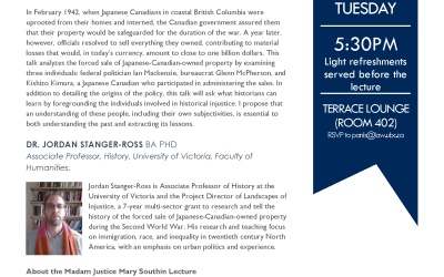 Link to UBC Law Southin Lecture – Peopling the Liquidation Policy  Jordan Stanger-Ross